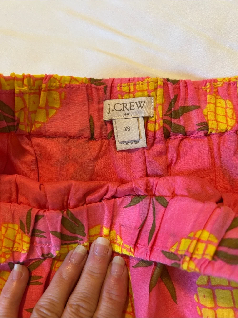 J. Crew Pink Skirt with Yellow Pineapple Print